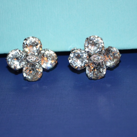 Eisenberg Faux Diamond Clip Earrings - Picture 4 of 5
